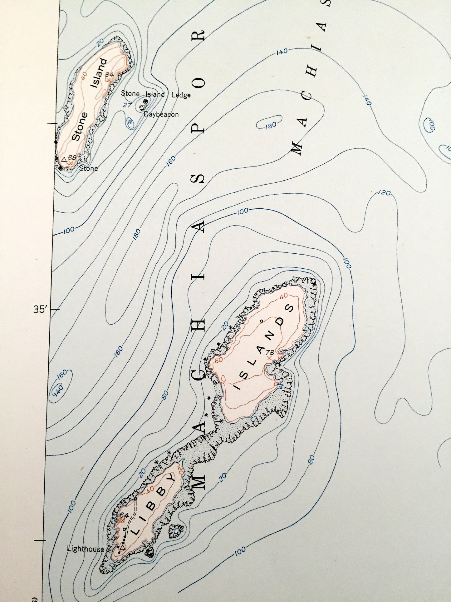 Antique Cross Island, Maine 1950 US Geological Survey Topographic Map – Washington County, Machiasport, Cutler, Gulf of Maine, ME