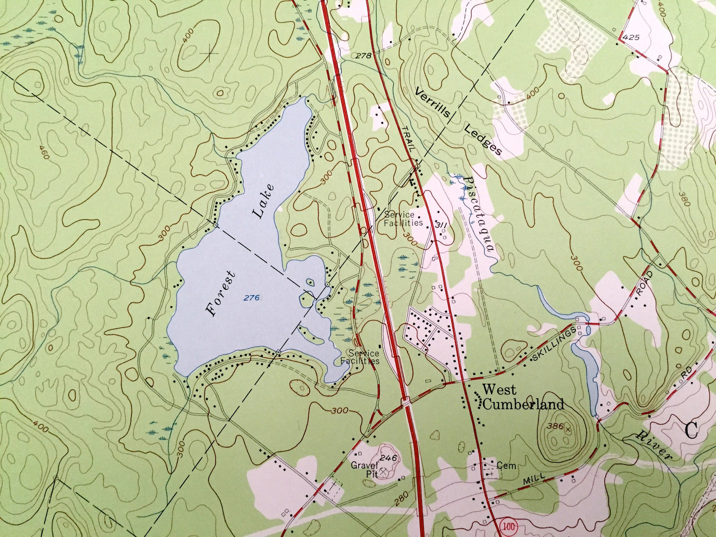 Antique Cumberland Center, Maine 1957 US Geological Survey Topographic Map – County, Gray, Windham, Falmouth, North Yarmouth, Forest Lake ME