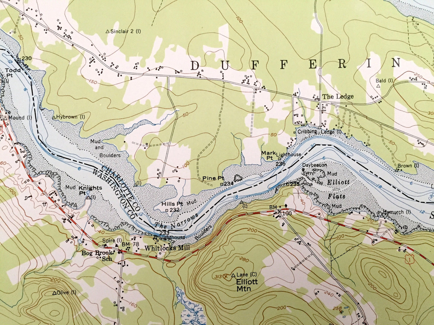 Antique Devils Head, Maine 1949 US Geological Survey Topographic Map – Washington County, Calais, ME, Charlotte County, New Brunswick