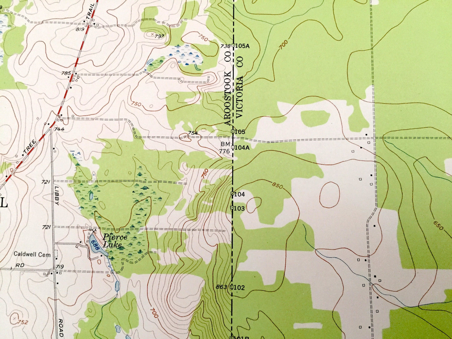 Antique Limestone, Maine 1953 US Geological Survey Topographic Map – Aroostook County, Caswell, ME, Victoria County, New Brunswick, Canada