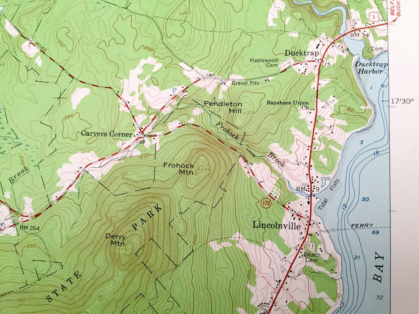 Antique Lincolnville, Maine 1960 US Geological Survey Topographic Map – Knox, Waldo County, Belmont, Belfast, Northport, Searsmont, ME
