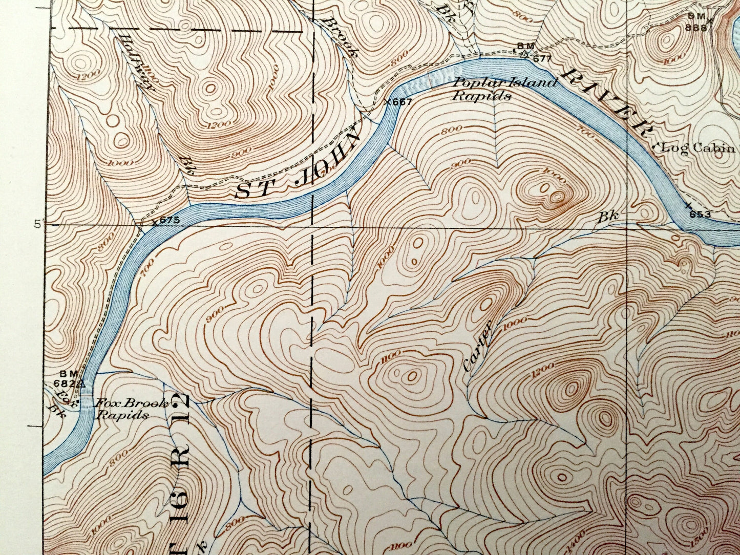 Antique Allagash, Maine 1933 US Geological Survey Topographic Map – Aroostook County, St. John River, Dickey, St Francis, Black, Canada, ME