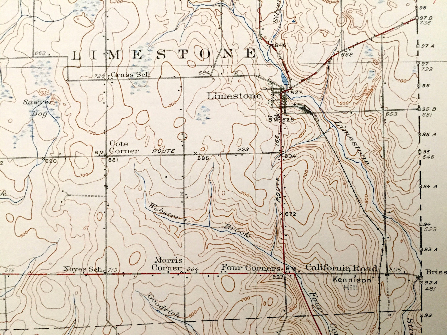 Antique Fort Fairfield, Maine 1933 US Geological Survey Topographic Map – Aroostook County, Limestone, Caswell, Connor, Caribou, Goodrich ME