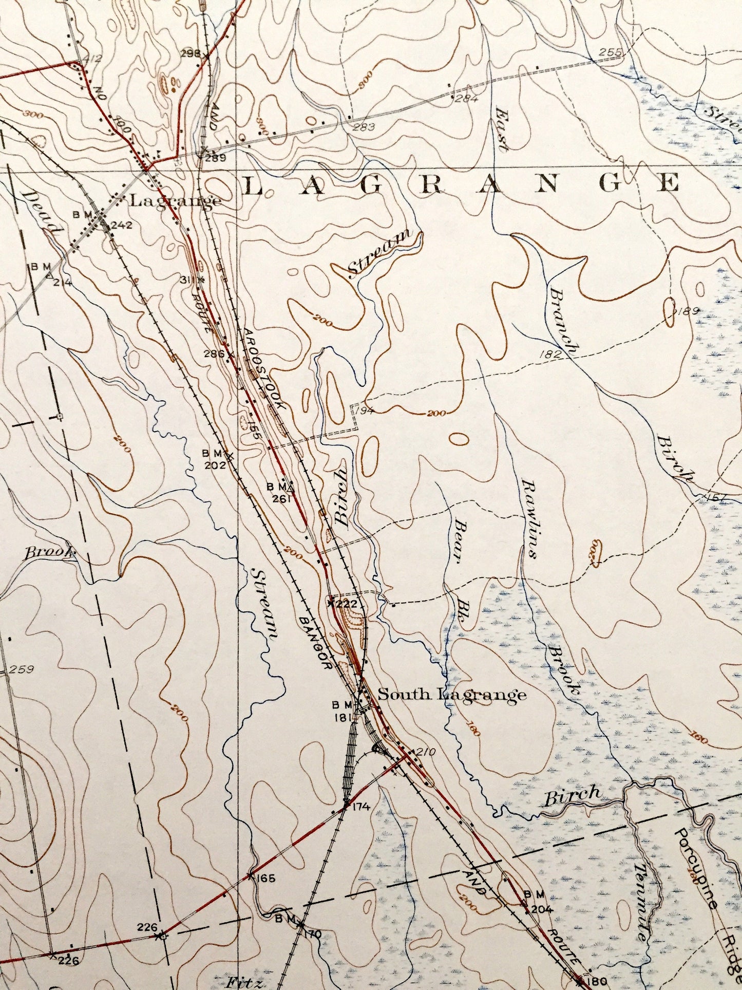 Antique Boyd Lake, Maine 1934 US Geological Survey Topographic Map – Penobscot, Piscataquis County, Orneville, LaGrange, Medford, Milo, ME