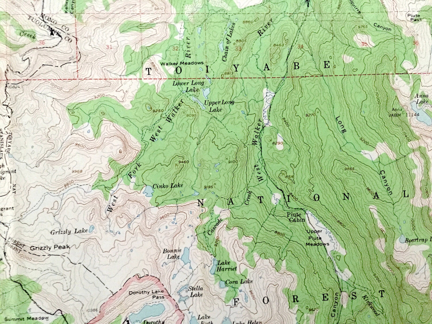 Antique Tower Peak, California 1956 US Geological Survey Topographic Map – Yosemite, Toiyabe, Stanislaus National Park Forest Mono County CA