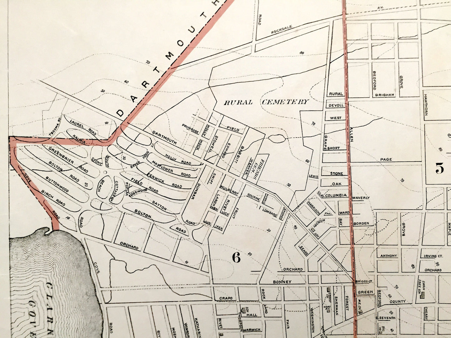 Antique 1891 New Bedford, Massachusetts Street Map from George H Walker & Co – Bristol County, Fairhaven, Acushnet River, Clark's Cove, MA