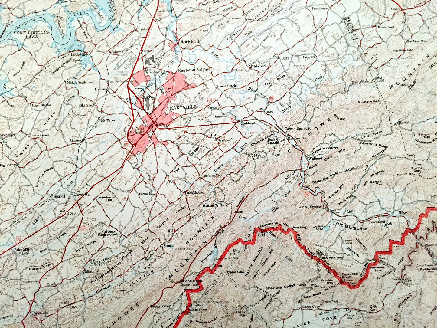 Antique Great Smoky Mountains National Park 1949 US Geological Survey Topographic Map – Tennessee, North Carolina, Maryville, Nantahala, TN