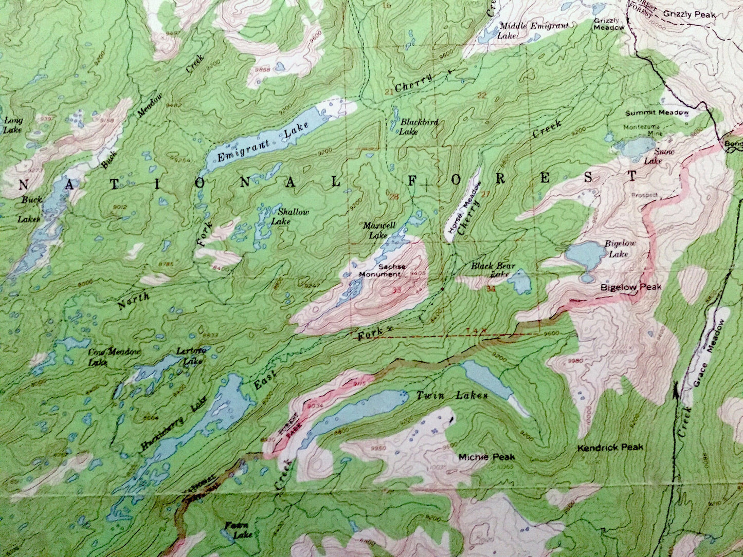 Antique Tower Peak, California 1956 US Geological Survey Topographic Map – Yosemite, Toiyabe, Stanislaus National Park Forest Mono County CA