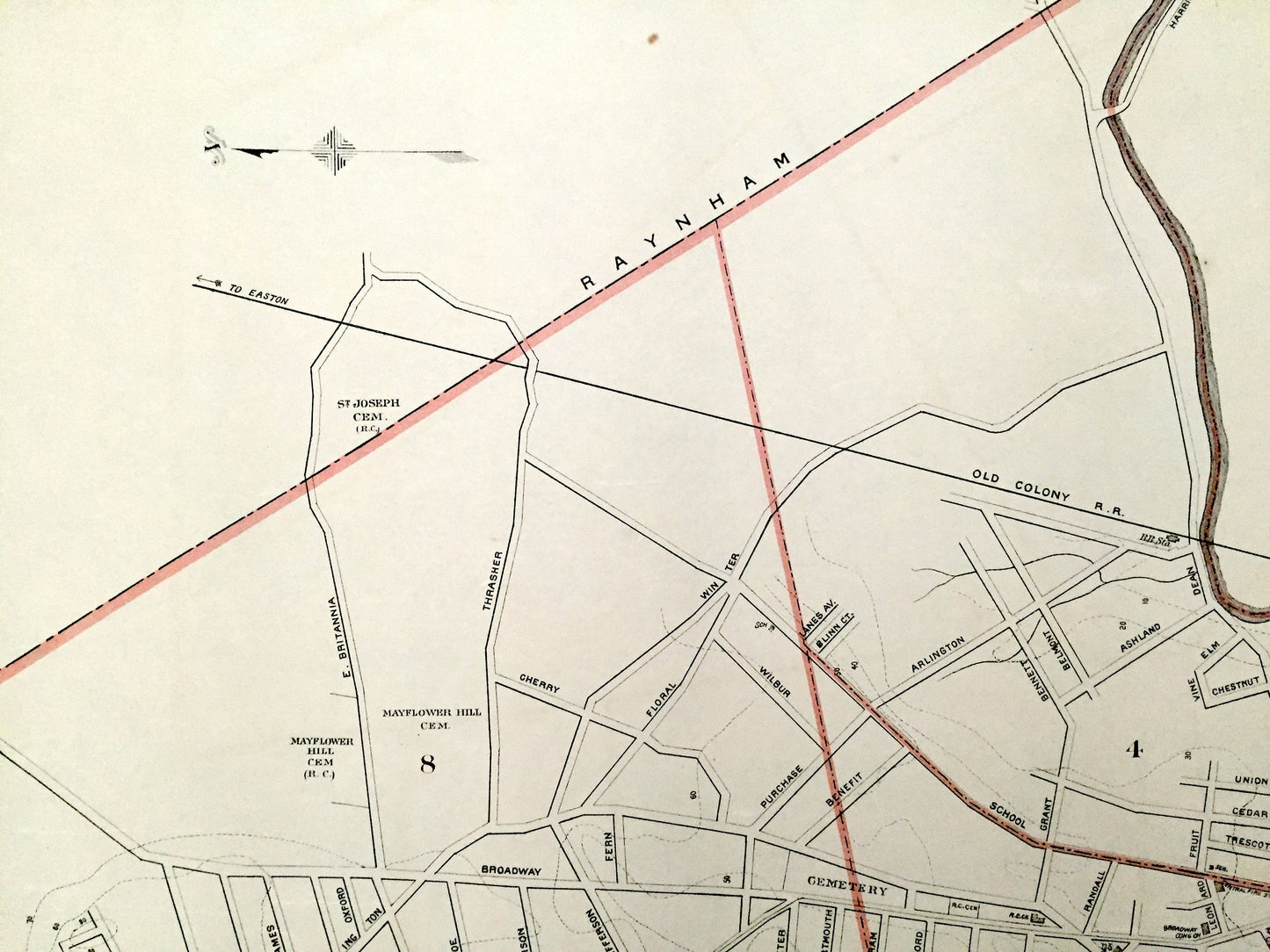 Antique 1891 Taunton, Massachusetts Street Map from George H Walker & Co – Bristol County, Taunton River, Mill River, Berkley, Raynham, MA