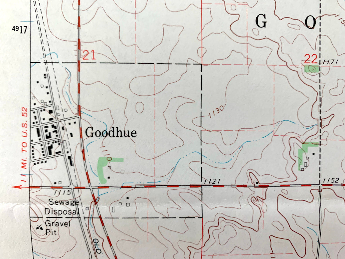 Antique Goodhue East, Minnesota 1968 US Geological Survey Topographic Map – Goodhue County, Featherstone, Hay Creek, Belvidere, MN