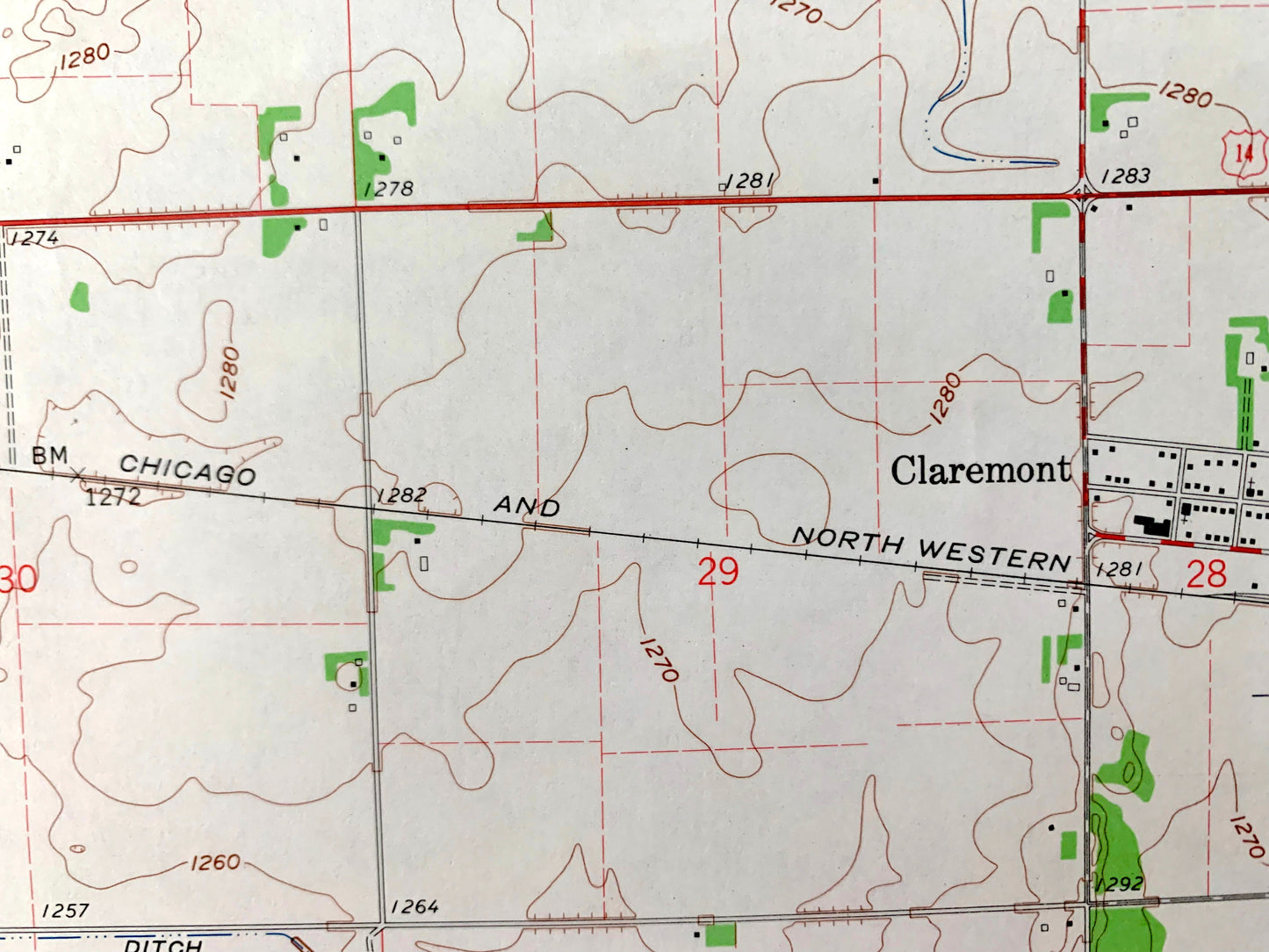 Antique Owatonna SE, Minnesota 1962 US Geological Survey Topographic Map – Steele, Dodge County, Merton, Ellington, Havana, Claremont, MN
