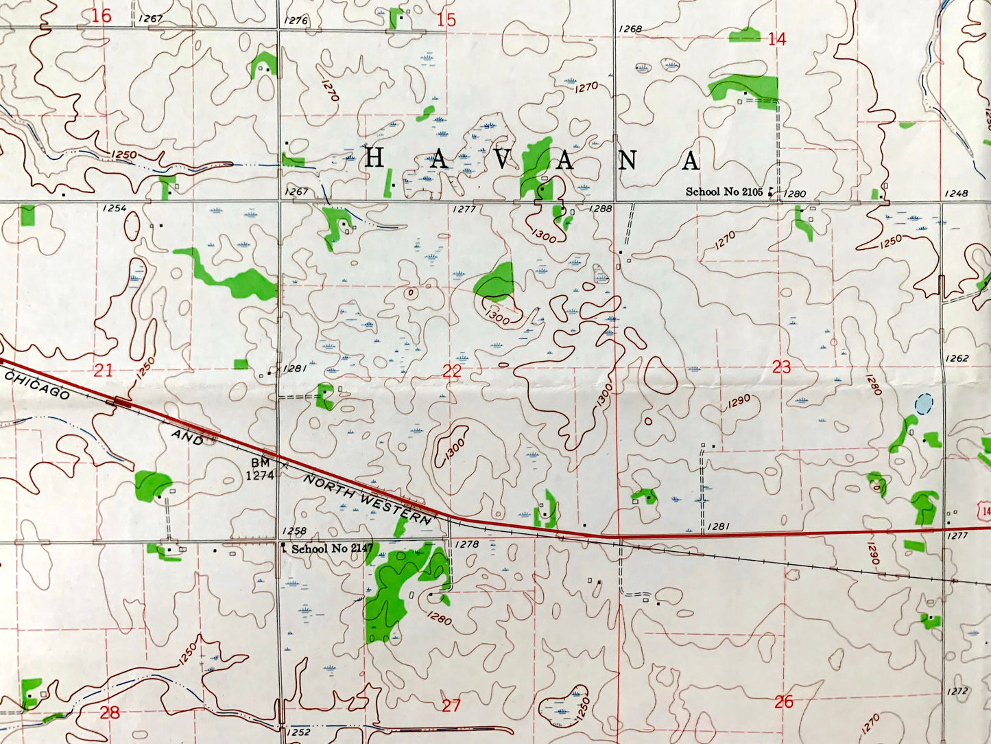 Antique Owatonna SE, Minnesota 1962 US Geological Survey Topographic Map – Steele, Dodge County, Merton, Ellington, Havana, Claremont, MN