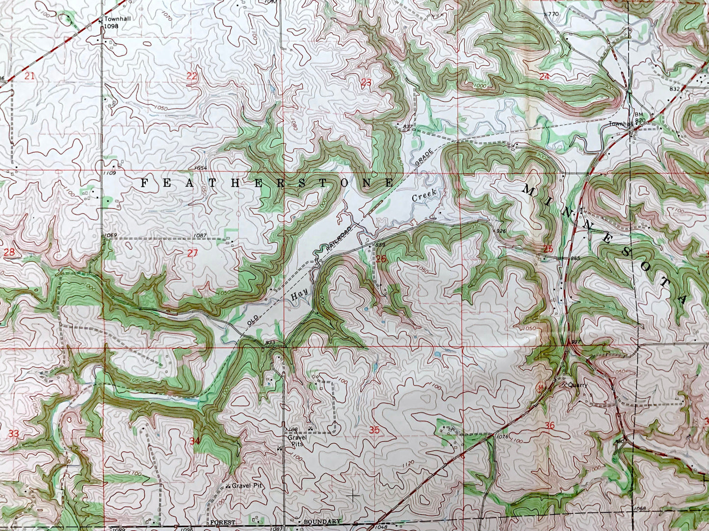 Antique Goodhue East, Minnesota 1968 US Geological Survey Topographic Map – Goodhue County, Featherstone, Hay Creek, Belvidere, MN