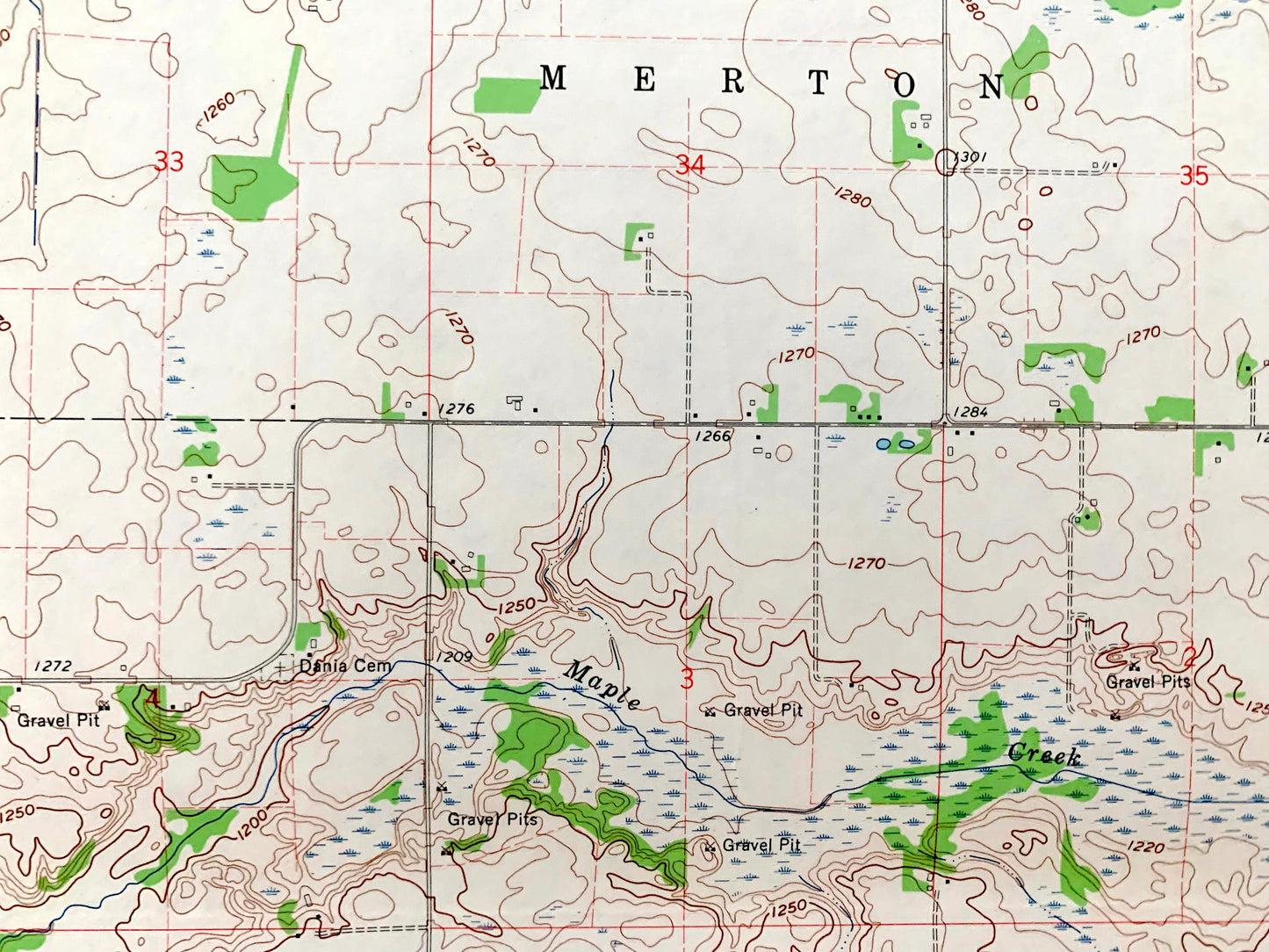 Antique Owatonna SE, Minnesota 1962 US Geological Survey Topographic Map – Steele, Dodge County, Merton, Ellington, Havana, Claremont, MN