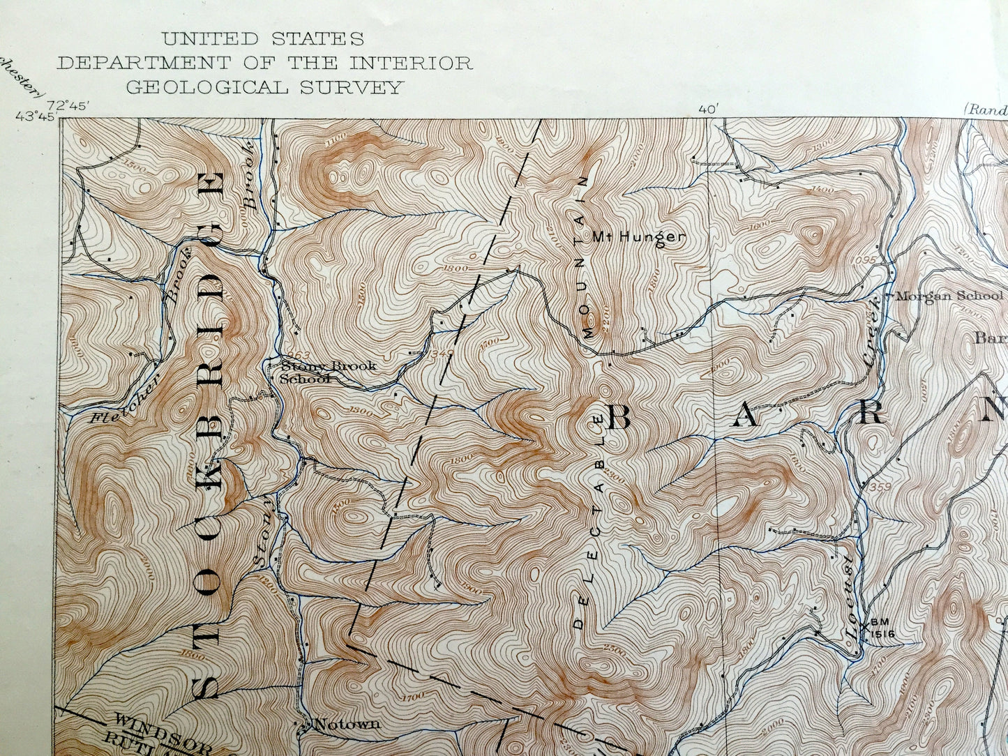 Antique Woodstock, Vermont 1913 US Geological Survey Topographic Map – Barnard, Bridgewater, Plymouth, Reading, West Windsor, Sherburne, VT