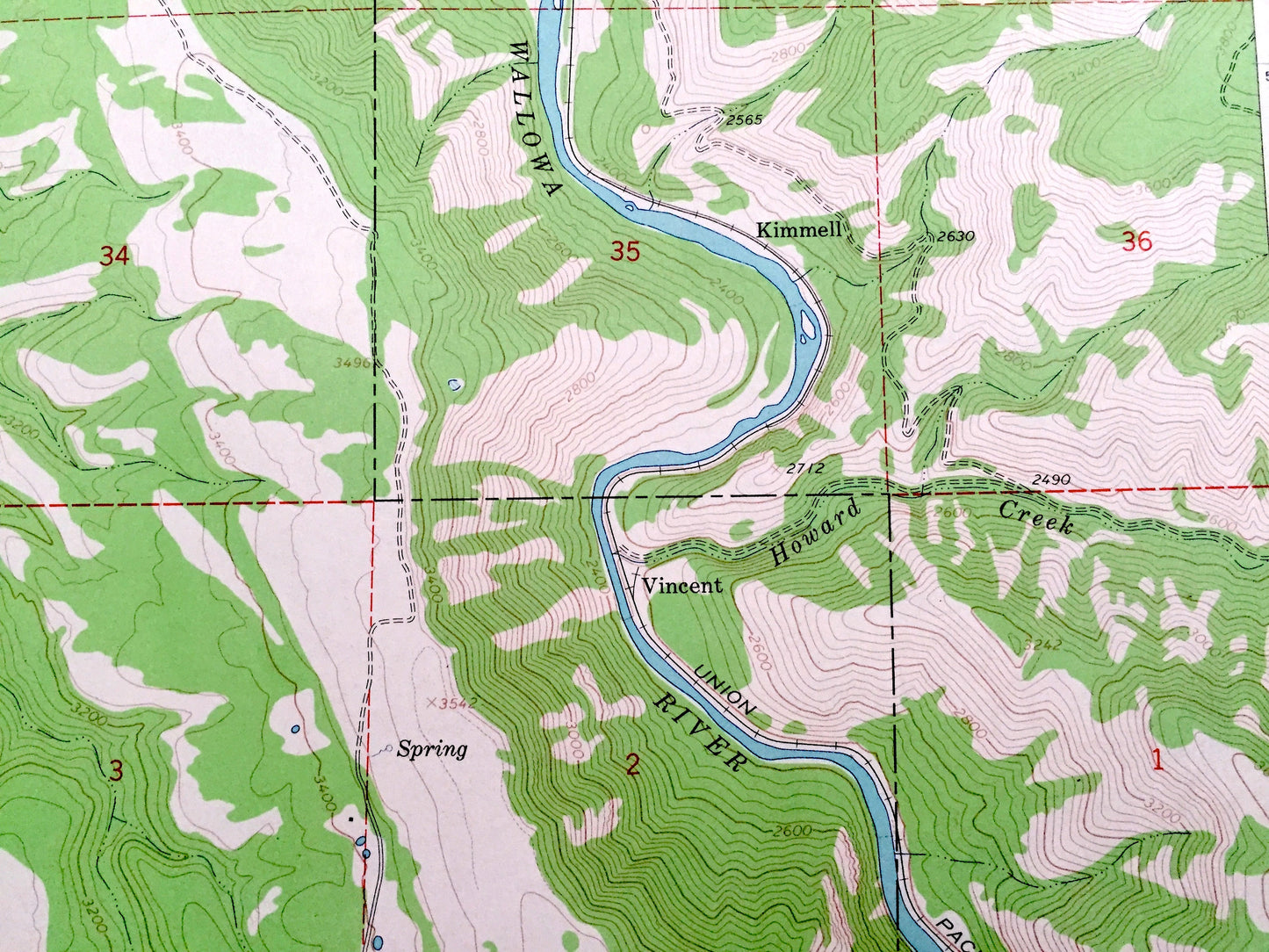 Antique Rondowa, Oregon 1964 US Geological Survey Topographic Map – Union, Wallowa County, Looking Glass, Kimmell, Vincent, OR