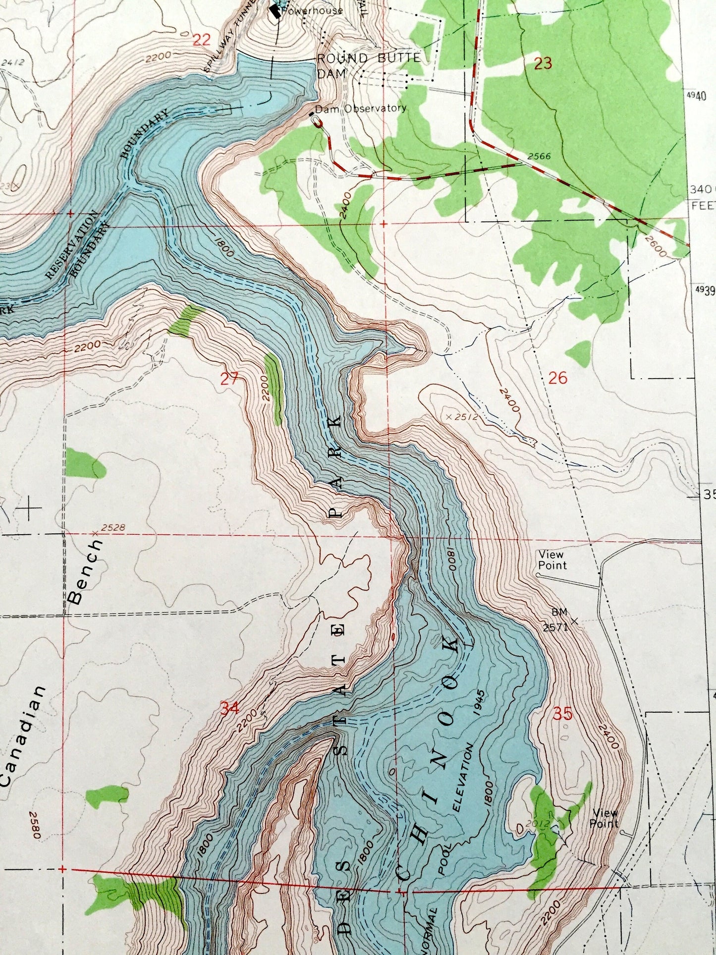 Antique Round Butte Dam, Oregon 1962 US Geological Survey Topographic Map – Jefferson County, Grandview, Cove Palisades State Park, OR