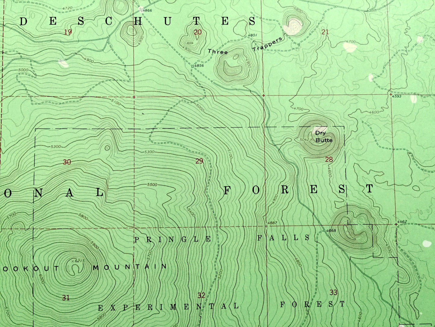 Antique Round Mountain, Oregon 1963 US Geological Survey Topographic Map – Deschutes County, Pringle Falls Experimental Forest, OR