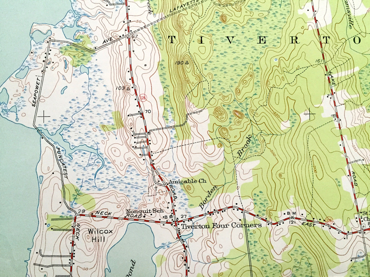 Antique Tiverton, Rhode Island 1949 US Geological Survey Topographic Map – Newport County, Westport, Adamsville, Portsmouth, Middletown, RI
