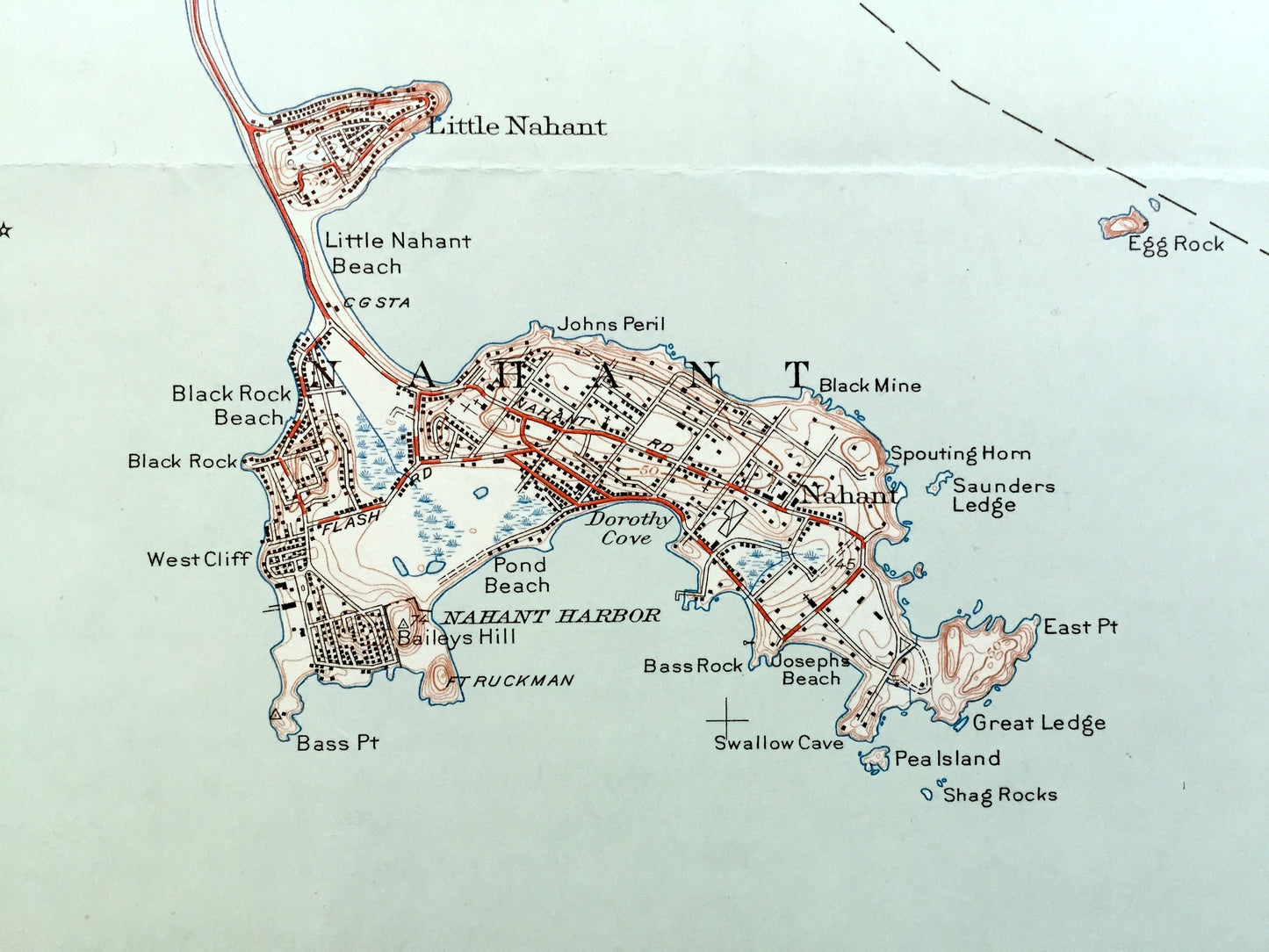 Antique Lynn, Massachusetts 1946 US Geological Survey Topographic Map – Suffolk, Essex County, Peabody, Salem, Marblehead, Swampscott, MA