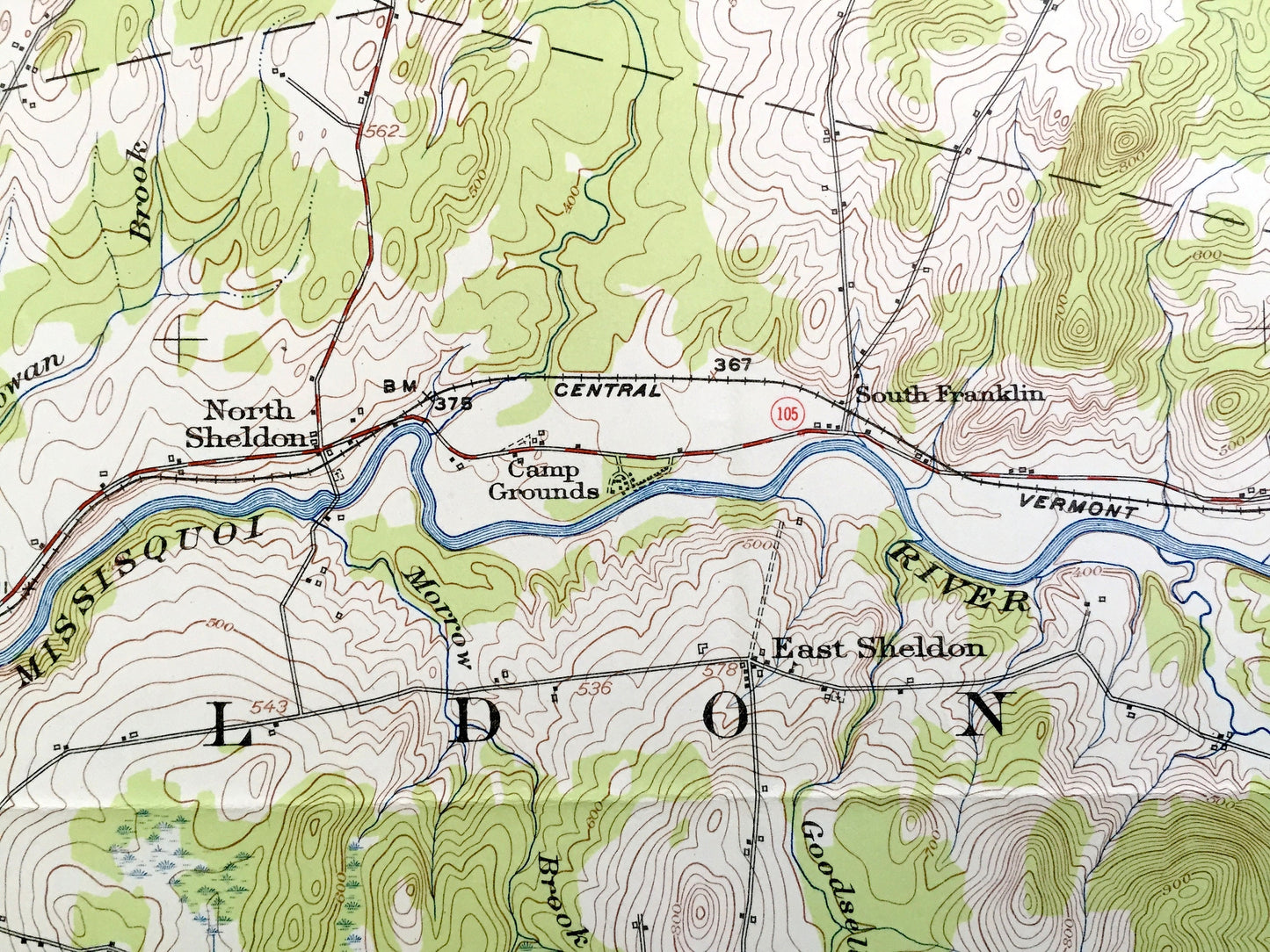 Antique Enosburg Falls, Vermont 1953 US Geological Survey Topographic Map – Sheldon, Fairfield, Berkshire, Bakersfield, Albans Lake Carmi VT