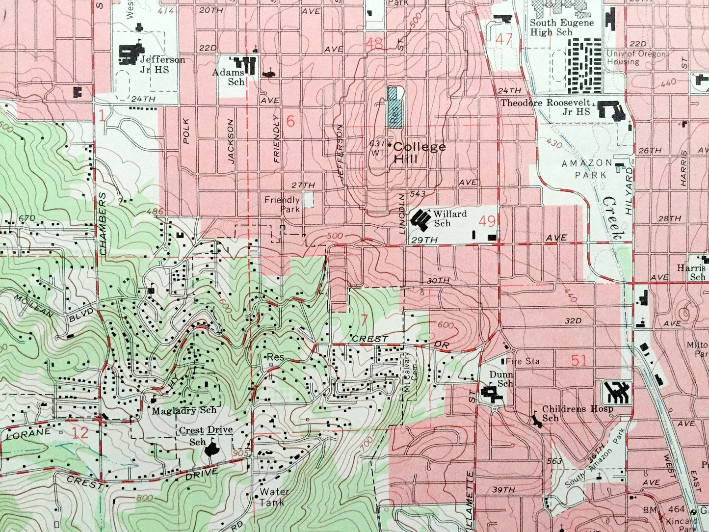 Antique Eugene East, Oregon 1967 US Geological Survey Topographic Map – Lane County, Springfield, Judkins, Glenwood, Springfield Junction OR
