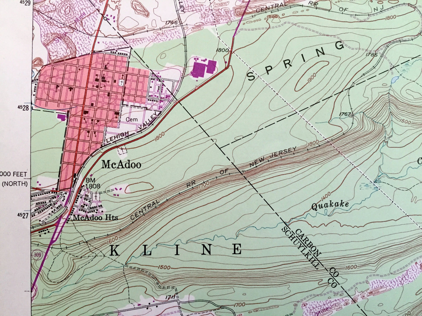 Antique Hazleton, Pennsylvania 1947 US Geological Survey Topographic Map - Luzerne, Carbon, Schuylkill County, Foster, Banks, Packer, PA