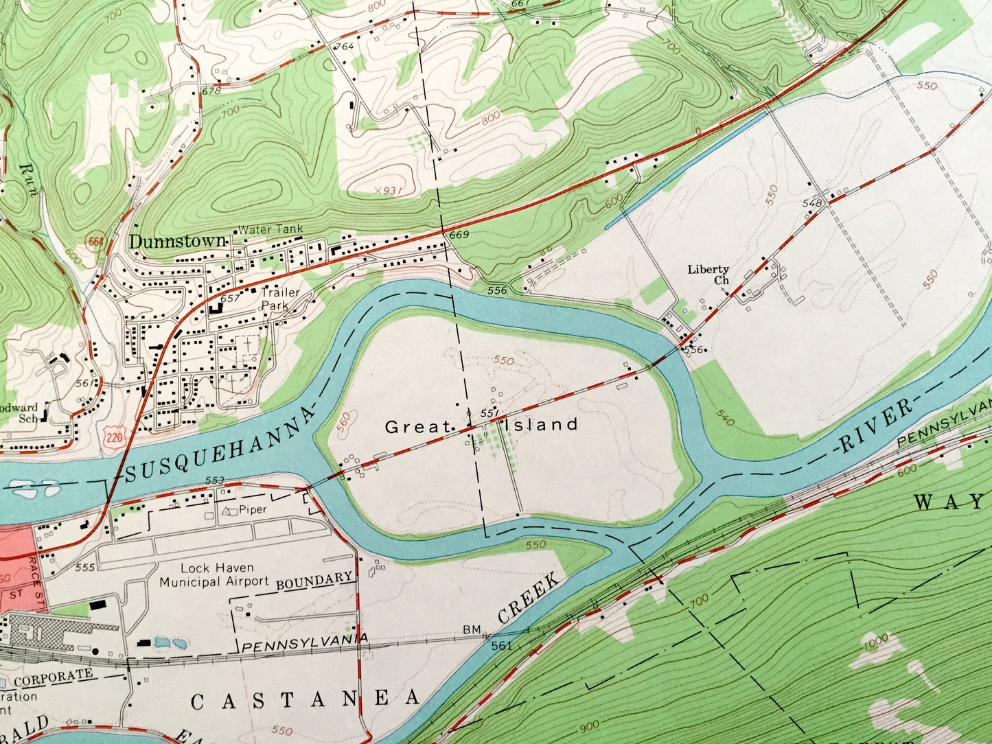 Antique Lock Haven, Pennsylvania 1965 US Geological Survey Topographic Map – Lycoming, Clinton County, Gallagher, Colebrook, Woodward, PA