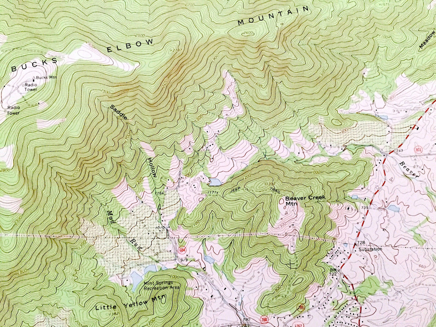 Antique Crozet, Virginia 1973 US Geological Survey Topographic Map – Albemarle County, White Hall, Midway, Yancey Mills, Brownsville, VA