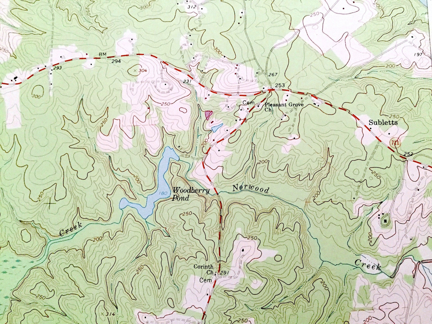 Antique Fine Creek Mills, Virginia 1964 US Geological Survey Topographic Map — Goochland, Powhatan County, James River, Subletts, VA
