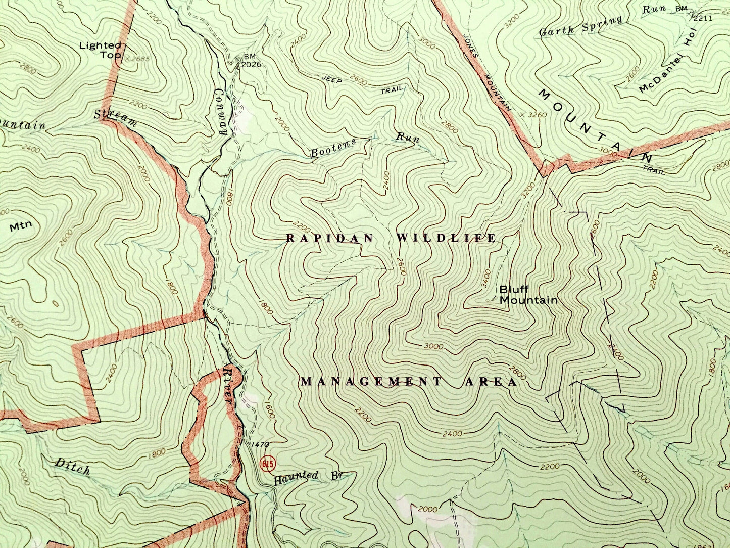 Antique Fletcher, Virginia 1965 US Geological Survey Topographic Map – Page, Greene, Madison County Shenandoah National Park Blue Ridge, VA