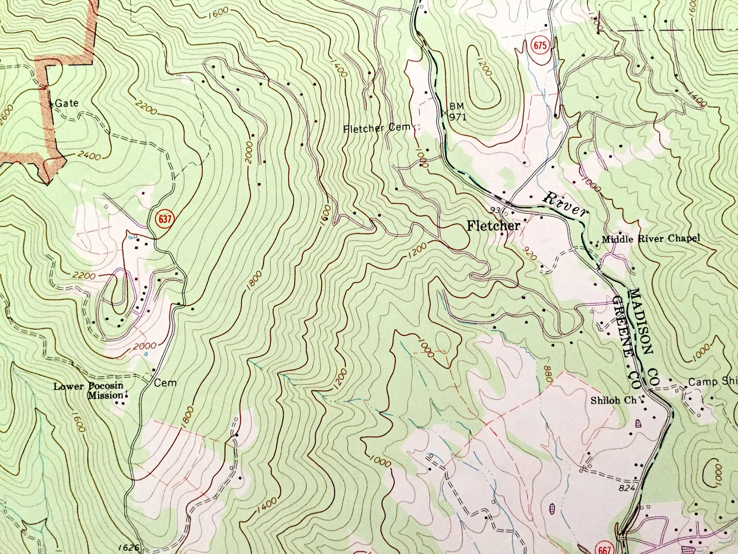 Antique Fletcher, Virginia 1965 US Geological Survey Topographic Map – Page, Greene, Madison County Shenandoah National Park Blue Ridge, VA
