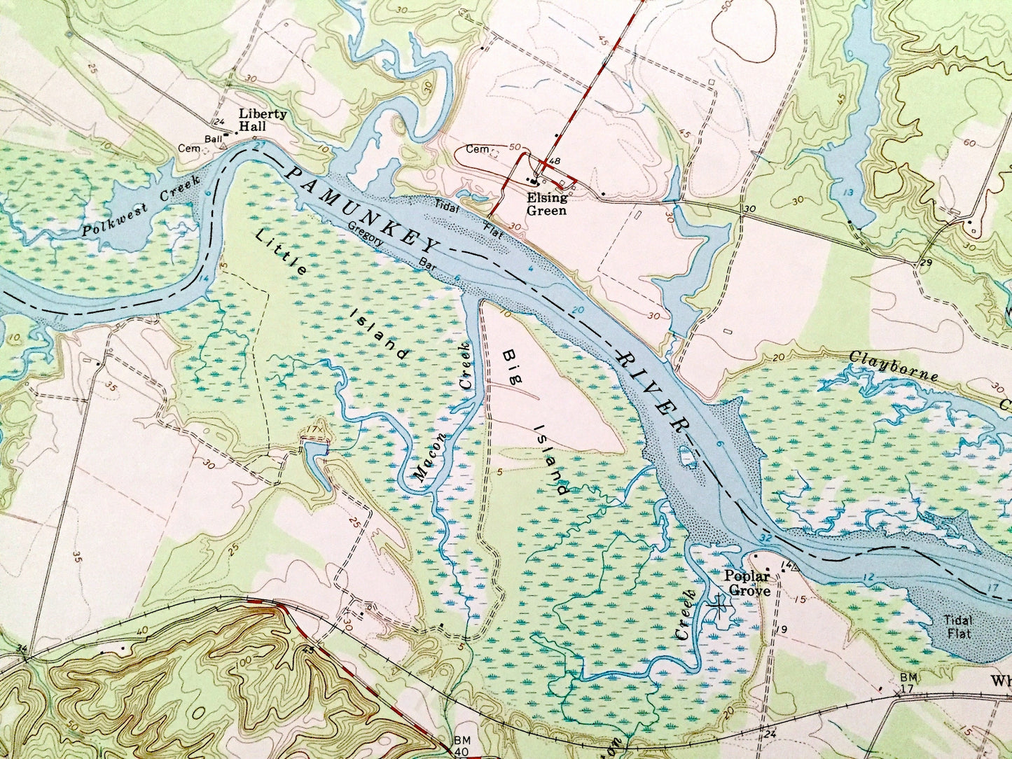 Antique Tunstall, Virginia 1966 US Geological Survey Topographic Map – King William, New Kent County, Pamunkey River, Indian Reservation, VA