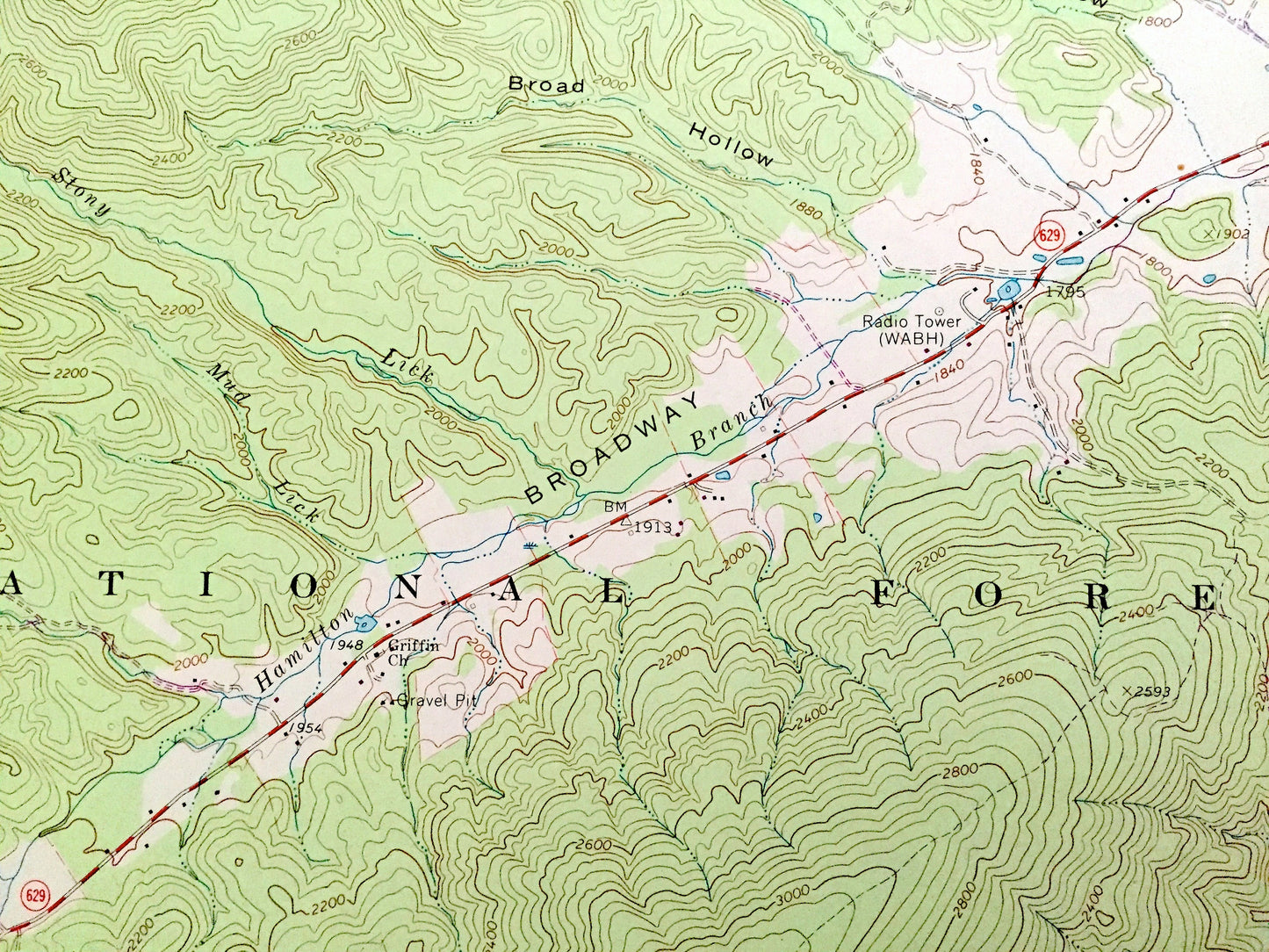 Antique Deerfield, Virginia 1967 US Geological Survey Topographic Map – August, Bath, Highland County, George Washington National Forest, VA