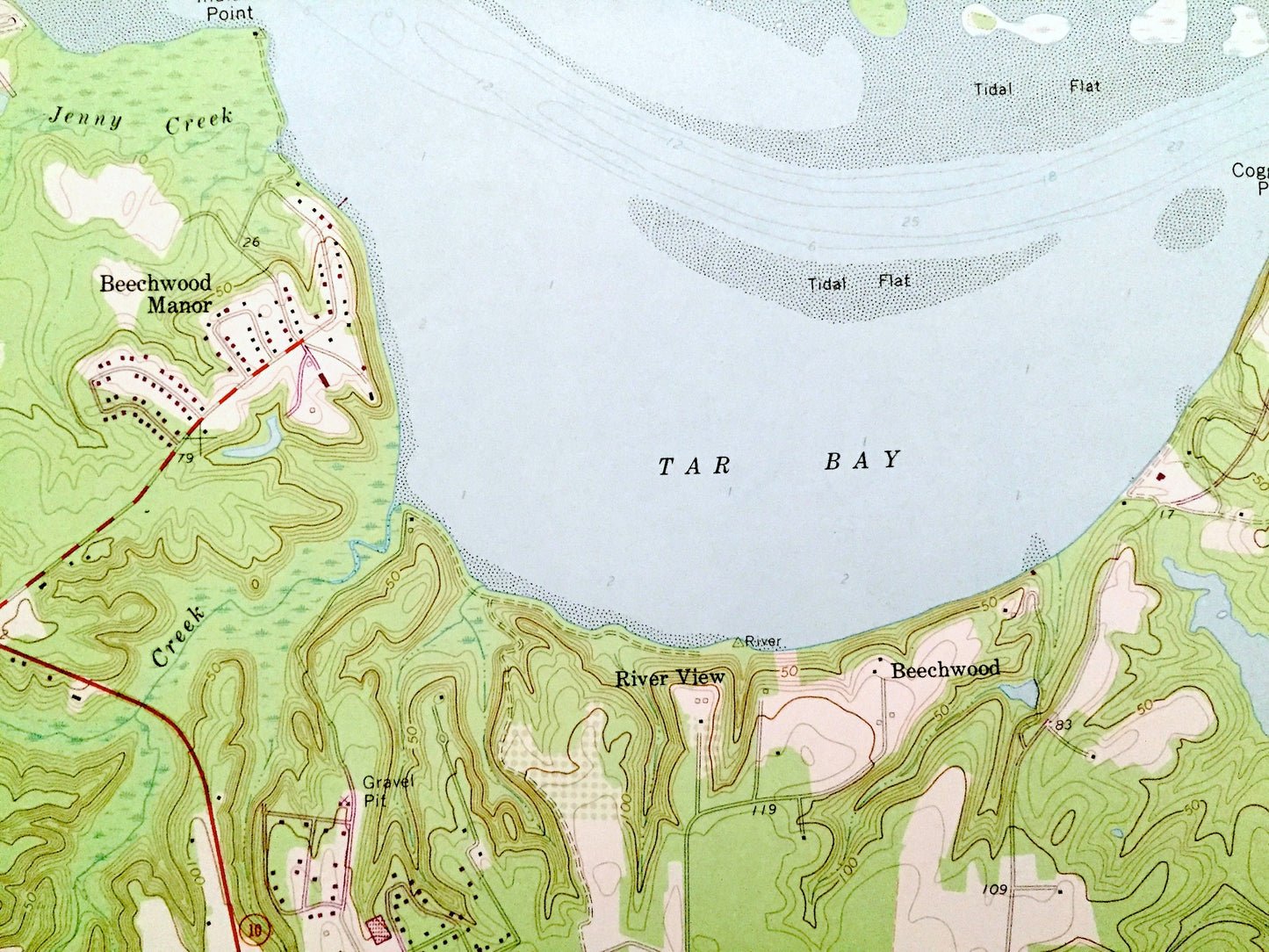 Antique Westover, Virginia 1965 US Geological Survey Topographic Map – Charles City, Prince George County, James River, Tar Bay, Nogtopia VA