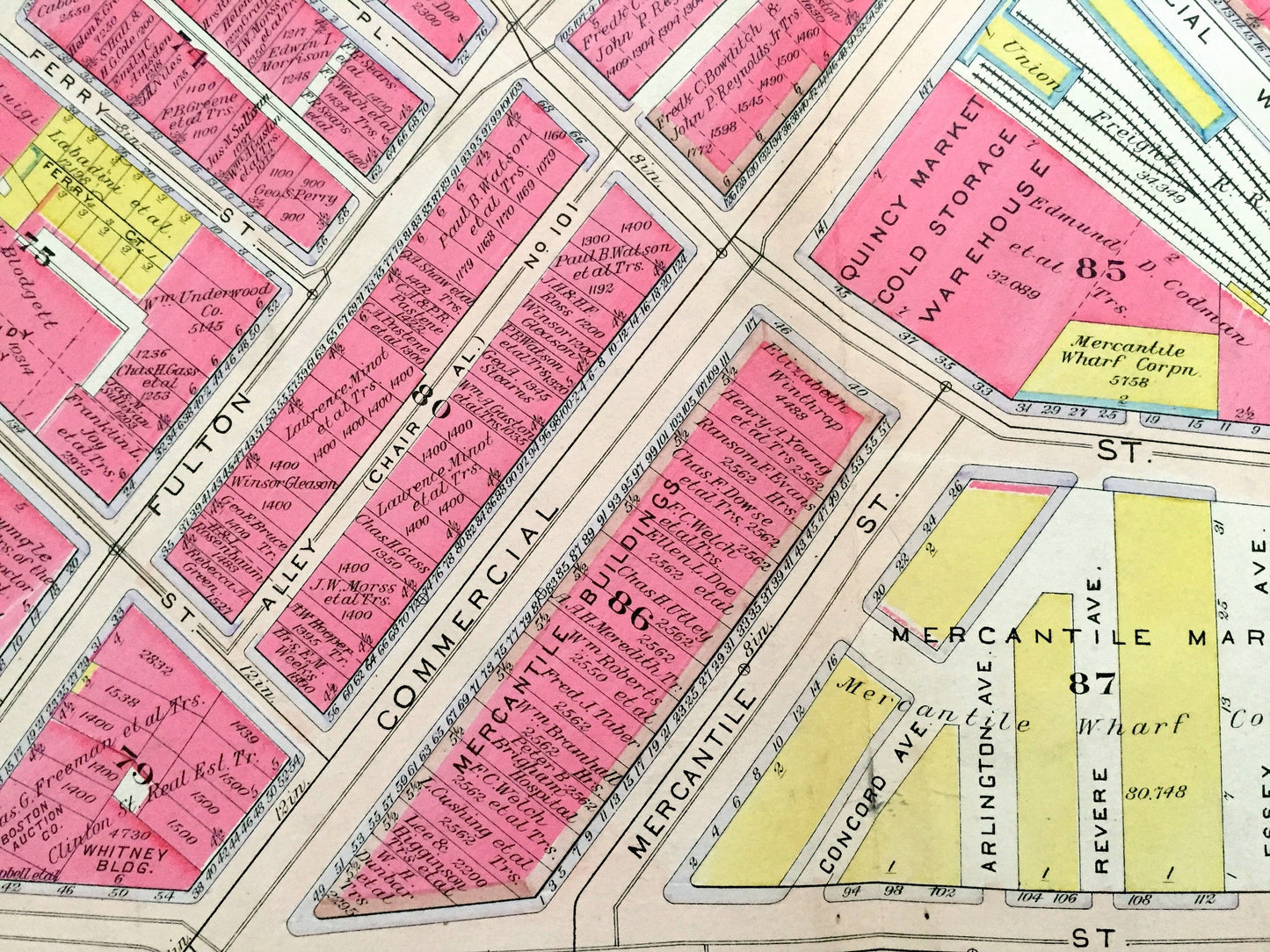 Antique 1908 North End, Boston, Massachusetts Map from G.W. Bromley Atlas – Downtown, Paul Revere House, Christopher Columbus Waterfront, MA