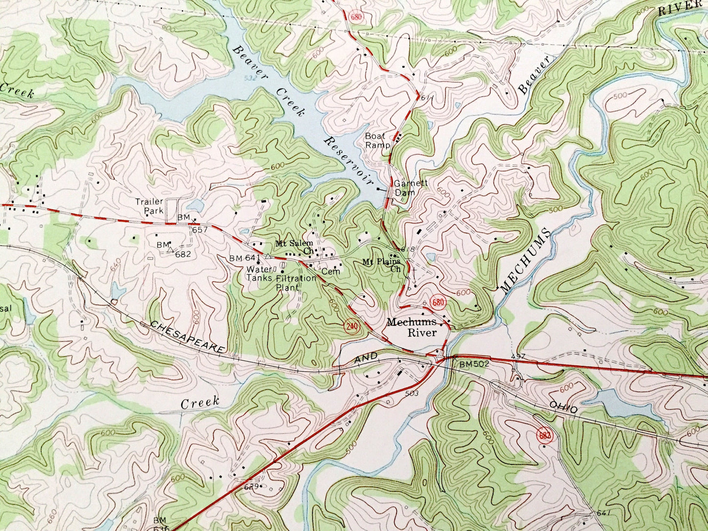 Antique Crozet, Virginia 1973 US Geological Survey Topographic Map – Albemarle County, White Hall, Midway, Yancey Mills, Brownsville, VA