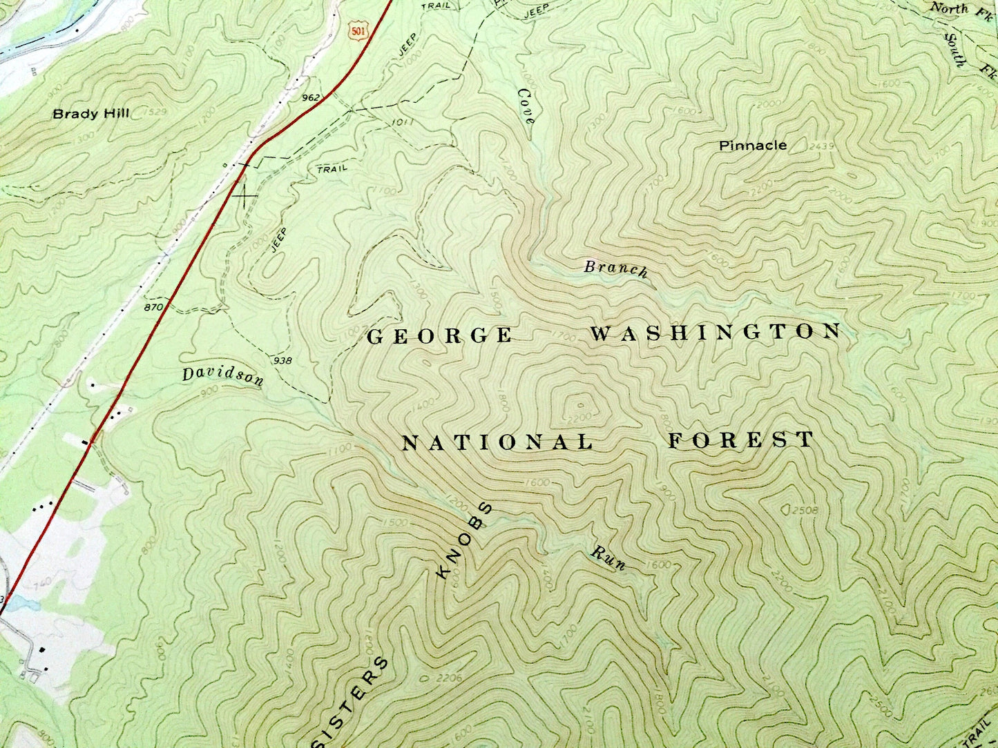 Antique Glasgow, Virginia 1965 US Geological Survey Topographic Map – Rockbridge County, George Washington National Forest, Maury River, VA