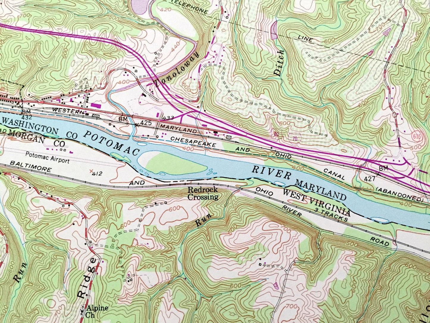 Antique Hancock, Maryland 1951 US Geological Survey Topographic Map – Washington County, Warren, Bethel, Thompson, WV