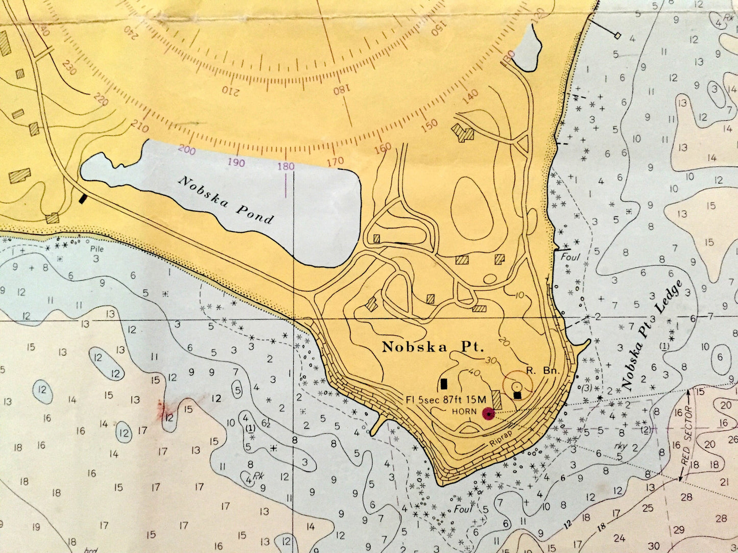 Antique Woods Hole, Massachusetts 1966 US Coast Guard Nautical Map – Falmouth, Cape Cod, Barnstable County, Nobska, Nonamesset Island, MA
