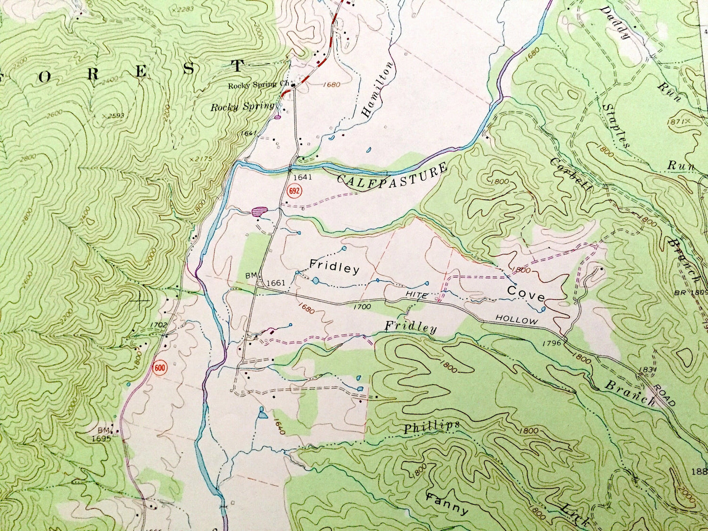 Antique Deerfield, Virginia 1967 US Geological Survey Topographic Map – August, Bath, Highland County, George Washington National Forest, VA