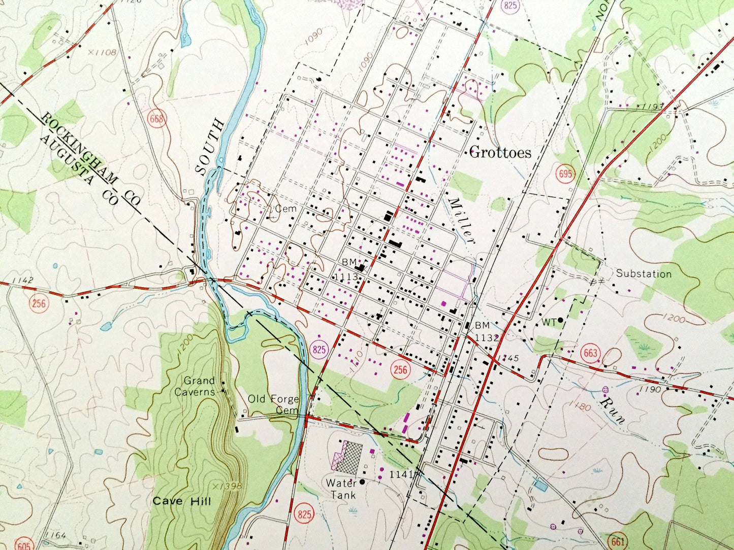 Antique Grottoes, Virginia 1964 US Geological Survey Topographic Map – Rockingham, Augusta County, Shenandoah National Park Port Republic VA