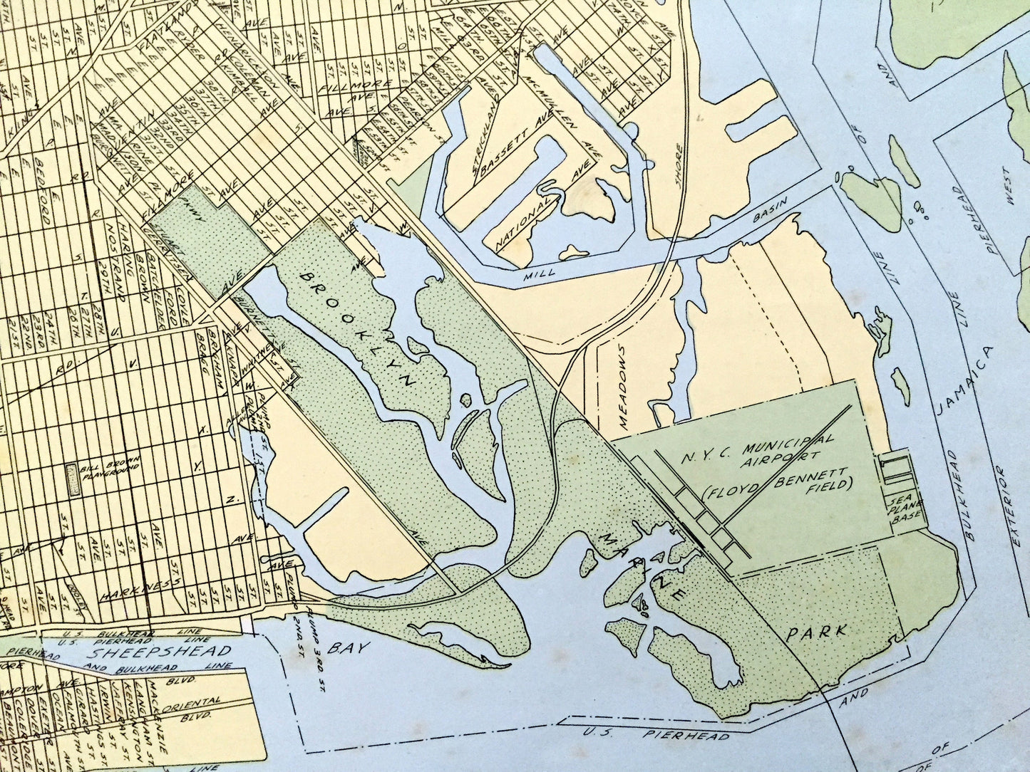 Antique Brooklyn Borough, New York 1941 Historical Atlas Map – Williamsburg, Greenpoint, Park Slope, Red Hook, Bushwick, Kings County NY NYC