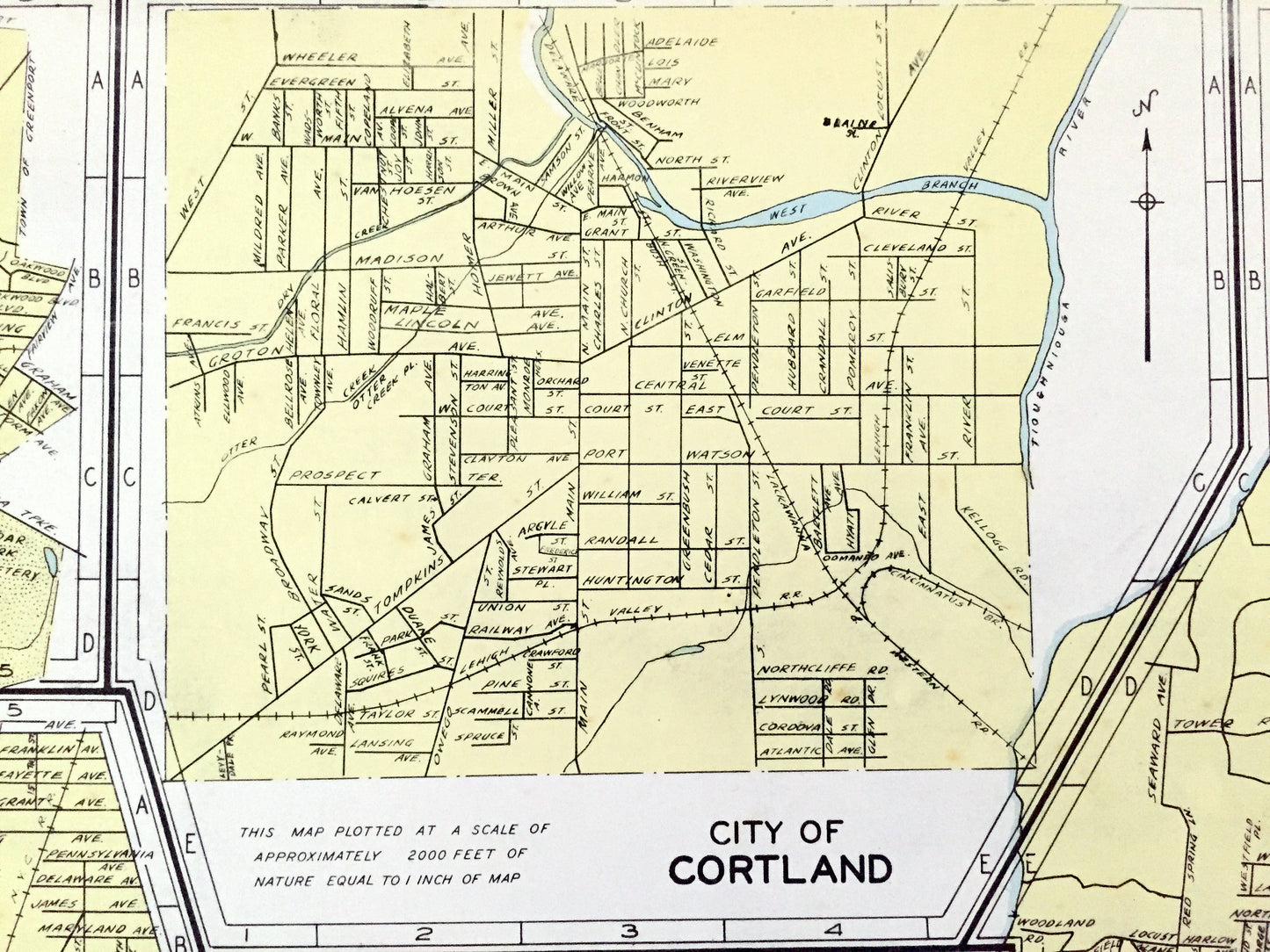Antique Niagara Falls, Hudson, Cortland & Glen Cove, New York 1941 Historical Atlas City Street Map – Nassau, Columbia County, River Valley