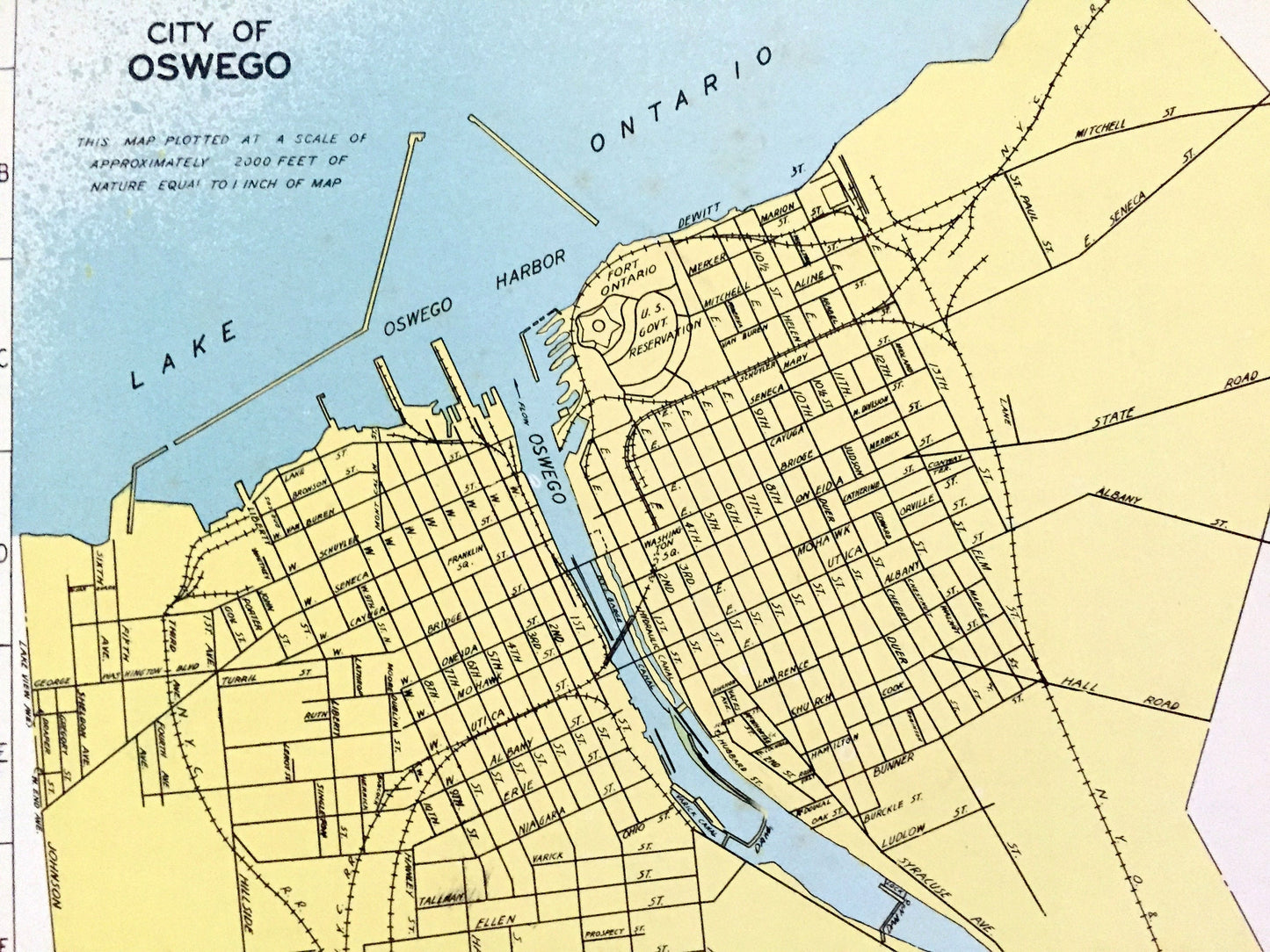 Antique Long Beach, Oswego, North Tonawanda & Fulton, New York 1941 Historical Atlas City Street Map – Nassau, Erie County, Lake Ontario, NY
