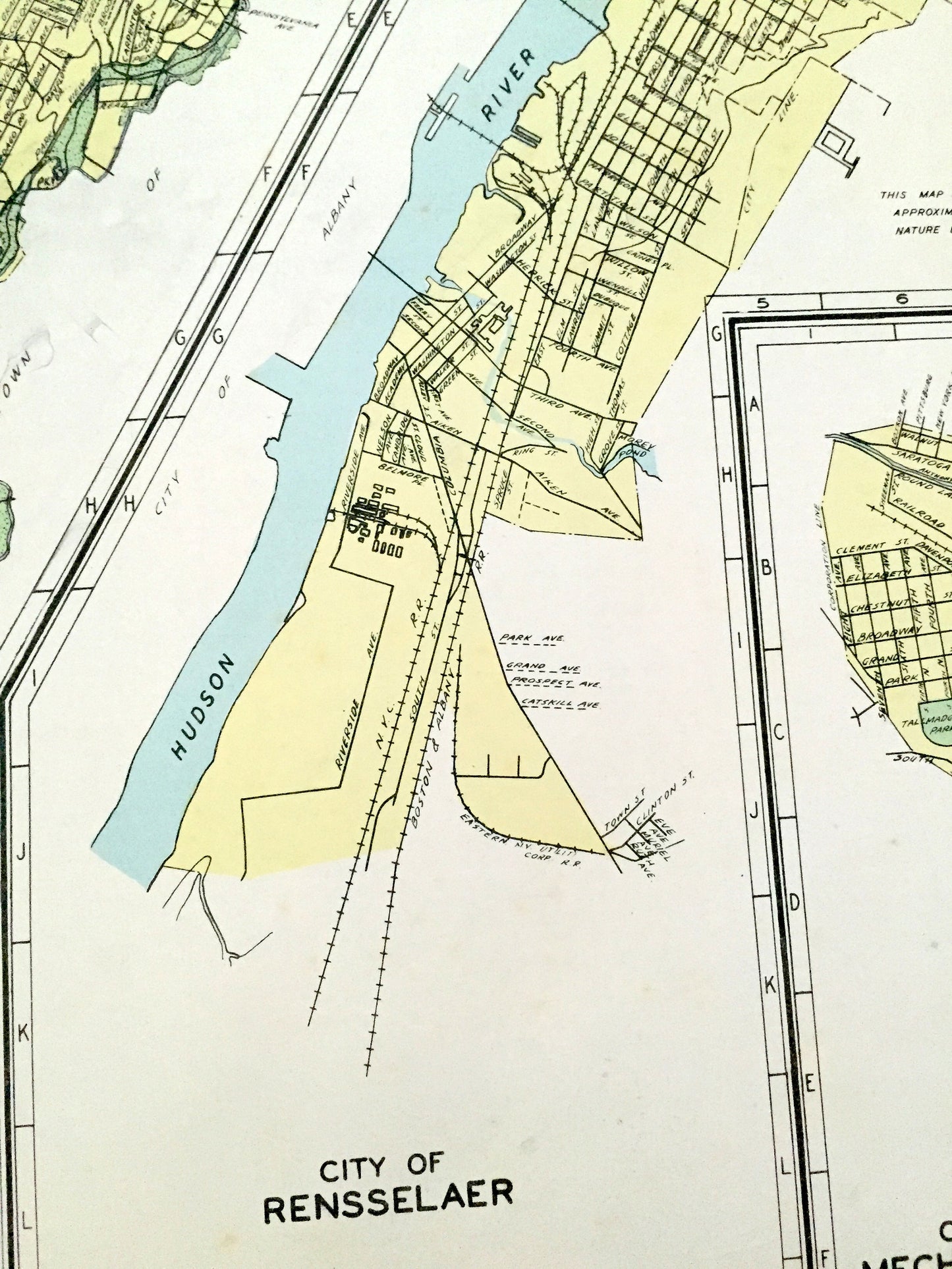 Antique Yonkers, Rensselaer & Mechanicville, New York 1941 Historical Atlas City Street Map – Hudson River Valley, Westchester County, NY