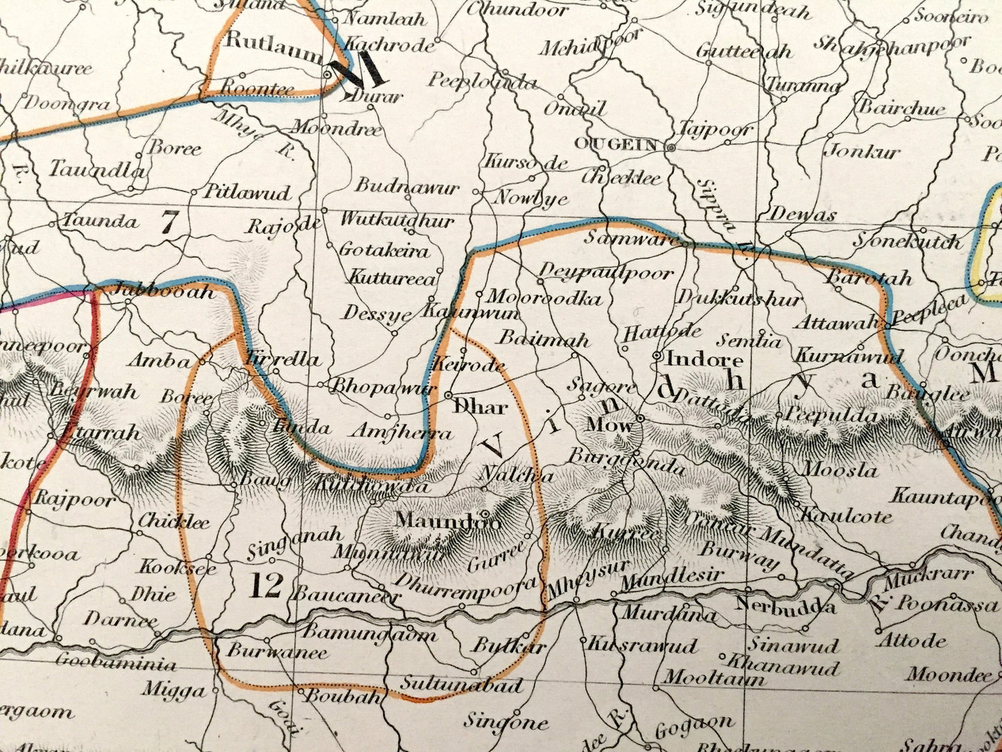Antique 1833 India Map from SDUK Atlas – Gulf of Cambay, Nagpur, Gujarat, Madhya Pradesh, Daman Silvassa, Maharashtra, Indore, Vadodara