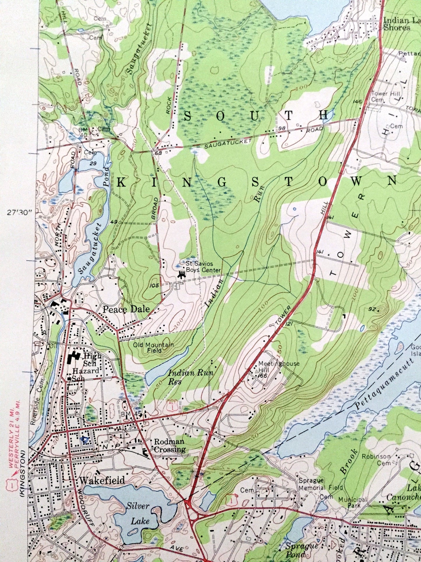 Antique Narragansett Pier, Rhode Island 1957 US Geological Survey Topographic Map – Washington County, Newport, Kingston, Jamestown, Bay, RI