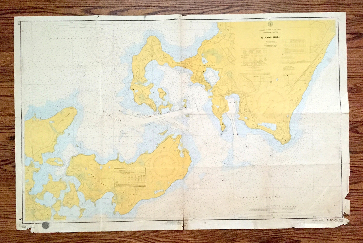 Antique Woods Hole, Massachusetts 1966 US Coast Guard Nautical Map – Falmouth, Cape Cod, Barnstable County, Nobska, Nonamesset Island, MA