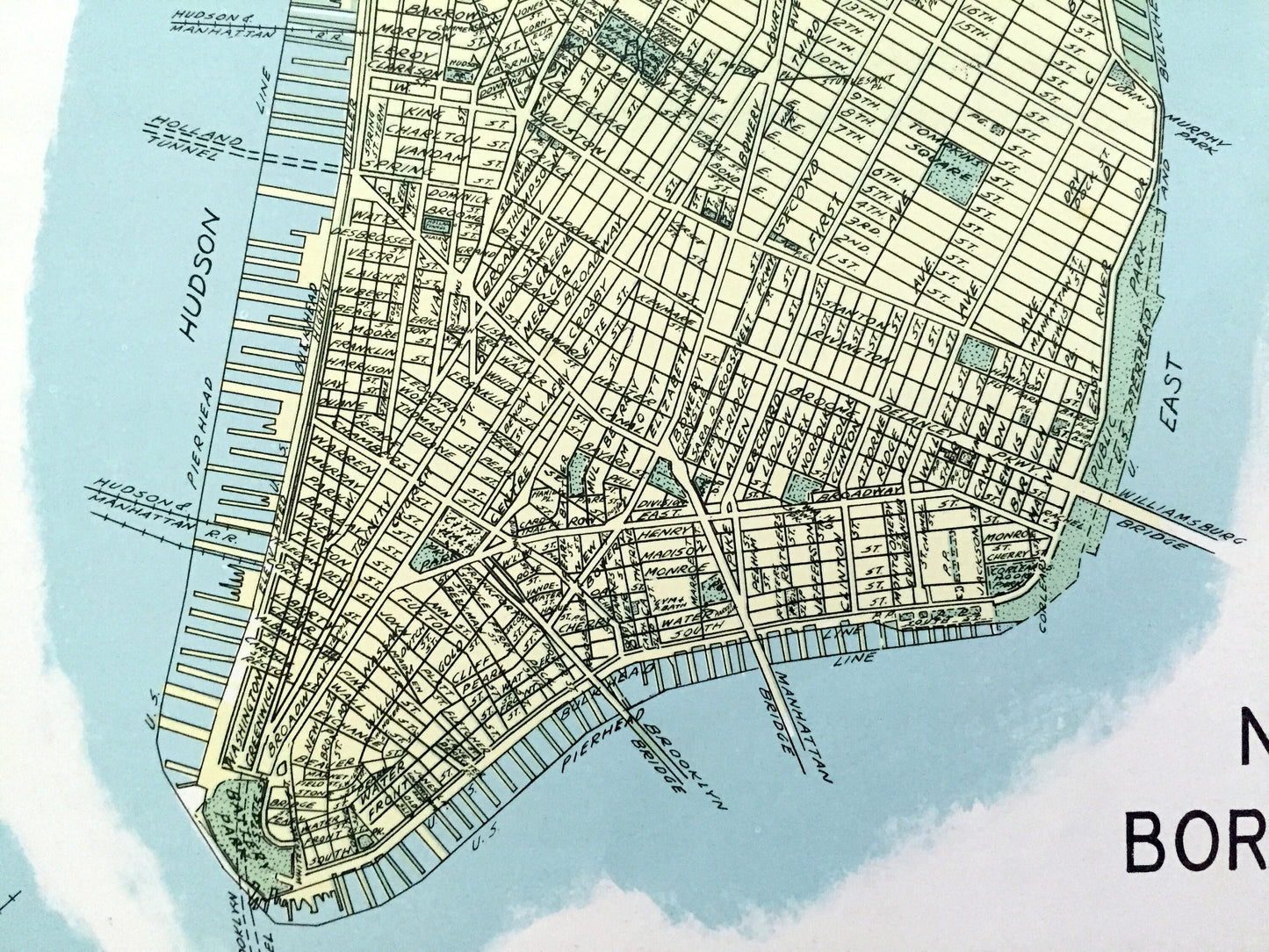 Antique Manhattan Borough, New York 1941 Historical Atlas Map – Upper West Side, Grammercy, East Village, SoHo, Harlem, Chinatown NY NYC